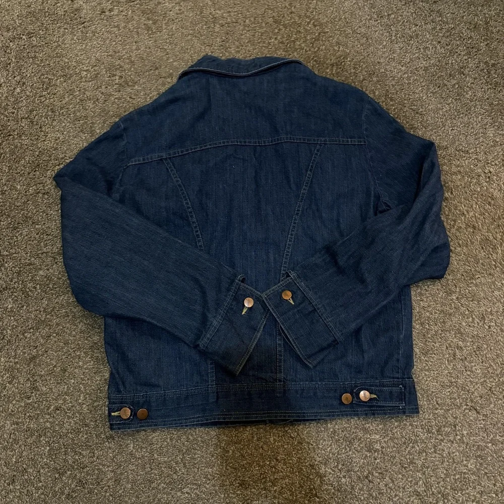 Vintage Wrangler Jacket Mens Large Blue Denim Western Bomber Button Front - Picture 7 of 8